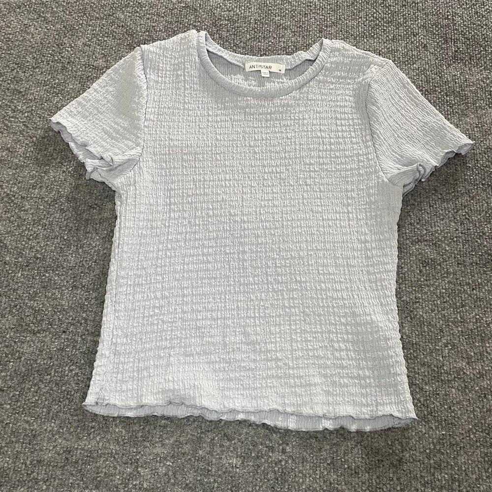 Y2K Textured Powder Blue Baby Tee